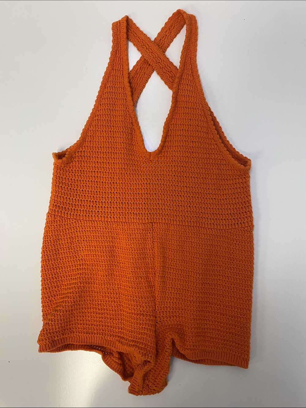 Free People Beach Orange Crochet Romper